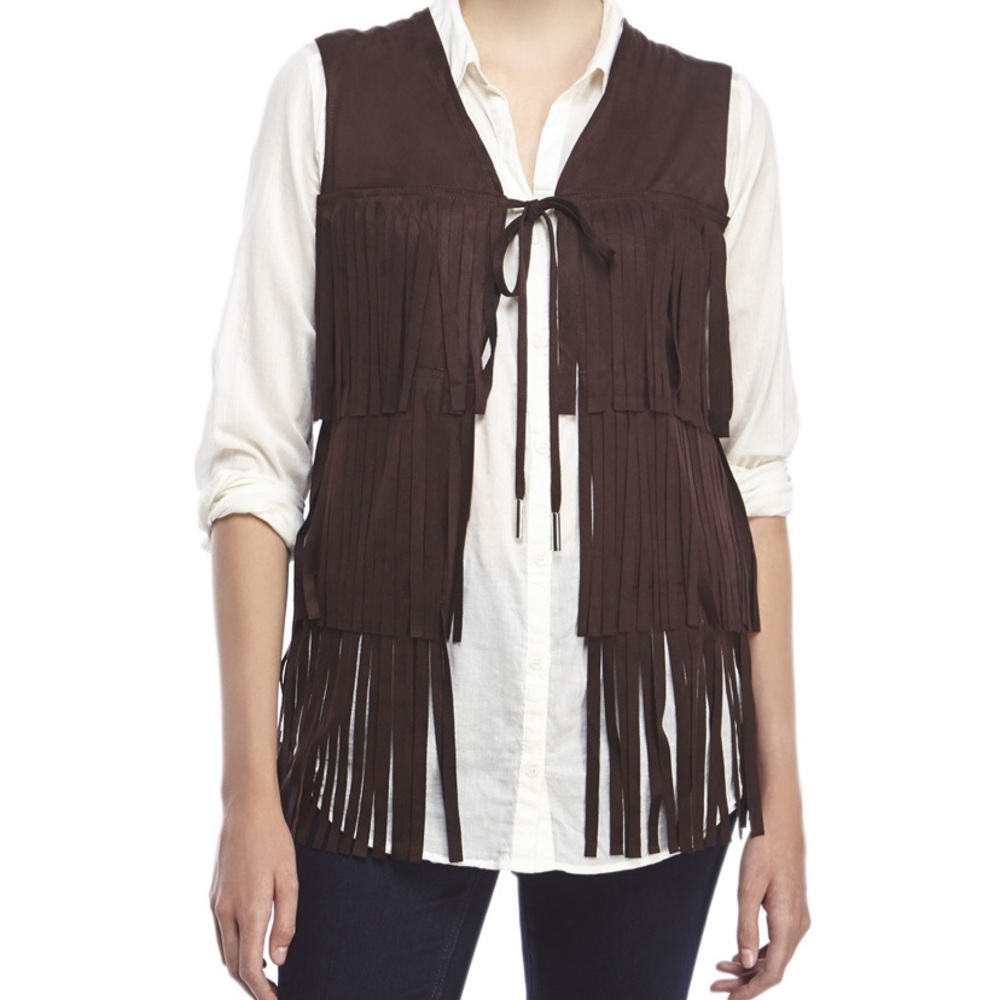 LOVE TOKEN Vest - Stuart Fringe Brown Suede Vest - Picture 2 of 8